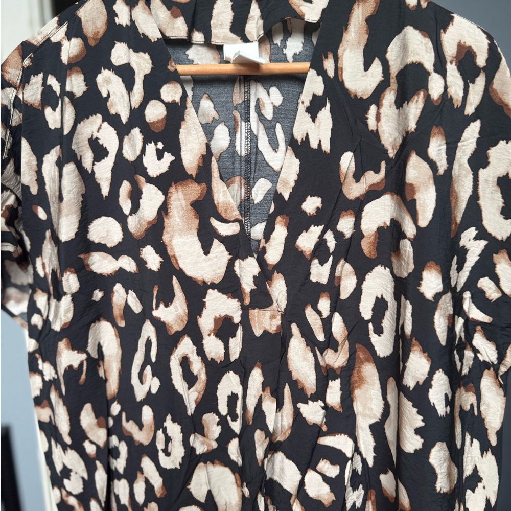 H&M Black and Tan Leopard Print Maxi Dress